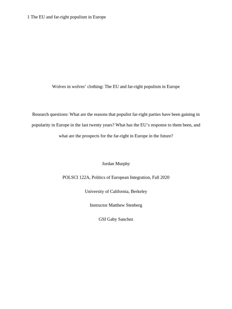 122A Term Paper FINAL | PDF | Populism | Far Right Politics