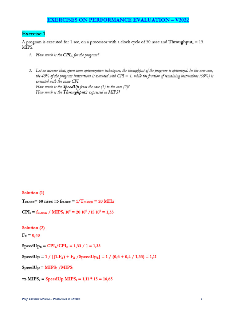 Exe08 Performance Evaluation | PDF | Central Processing Unit | Cpu Cache
