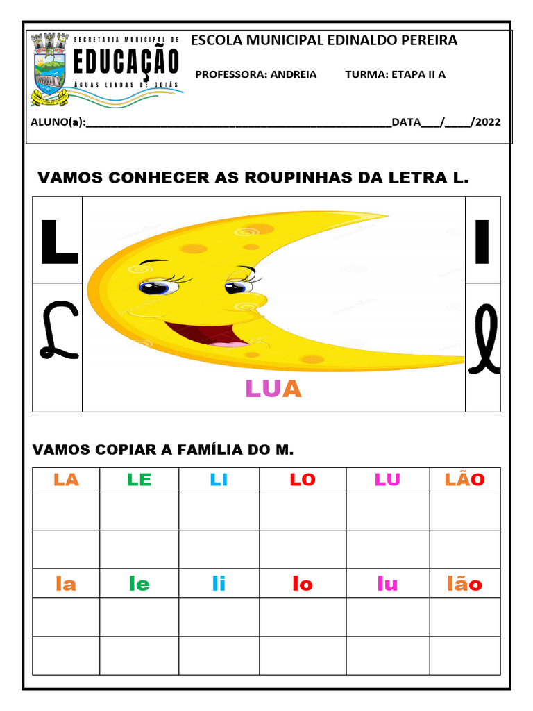 Atividades da Letra L para Educação Infantil | PDF