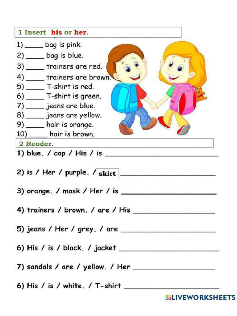 His, Her Worksheet | PDF