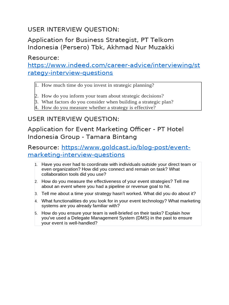 Interview Questions for Various Roles | PDF | Differentiated Instruction