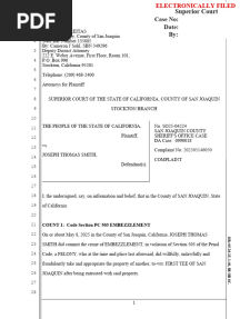 Complaint against Joseph Smith