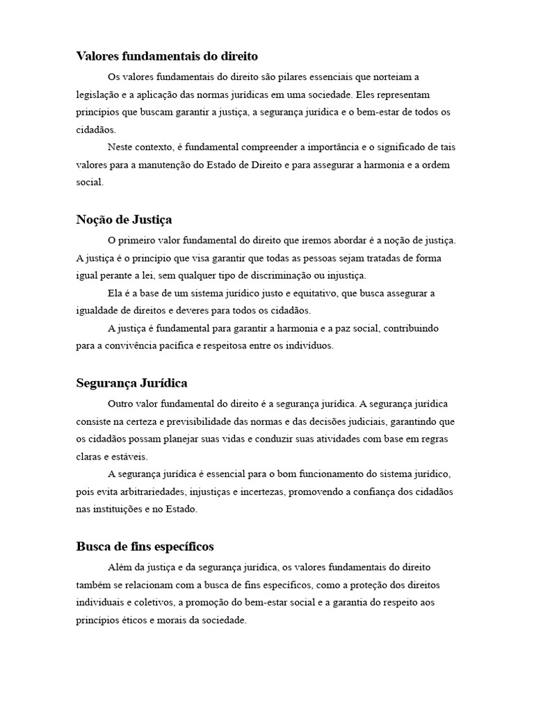 Valores Fundamentais do Direito | PDF | Justiça | Crime e Violência