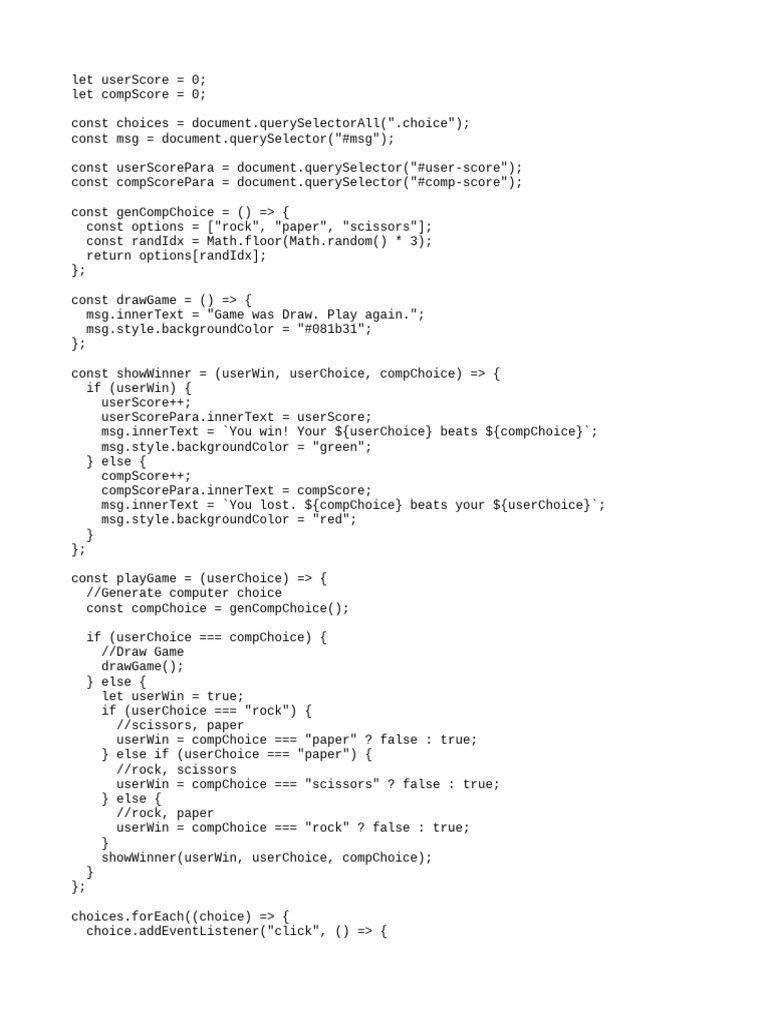 Script Rock, Paper, Scissor | PDF