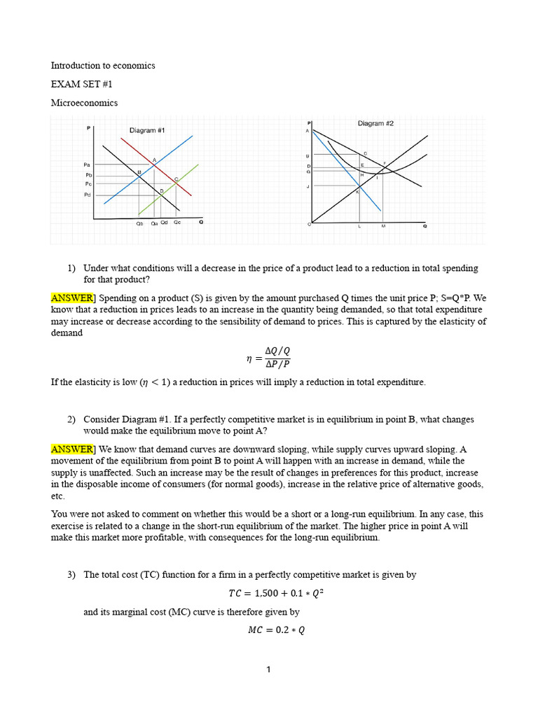 Microeconomics Exam Questions and Answers | PDF | Profit (Economics ...