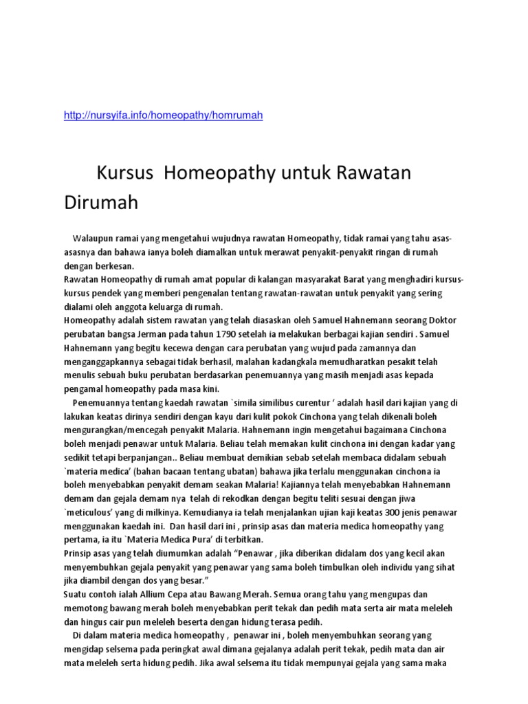 Pengenalan Rawatan Homeopati di Rumah | PDF | Kesehatan Holistik