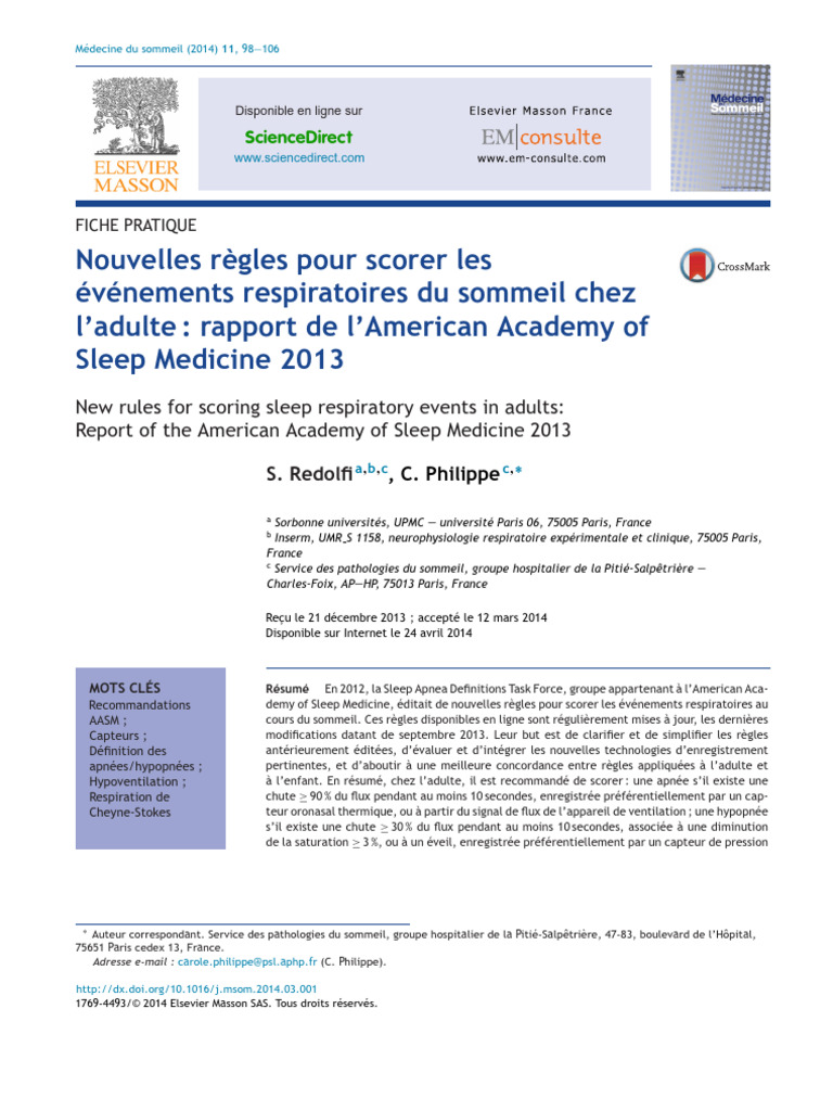 Nouvelles règles de scoring AASM 2013 | PDF | Électrocardiographie ...