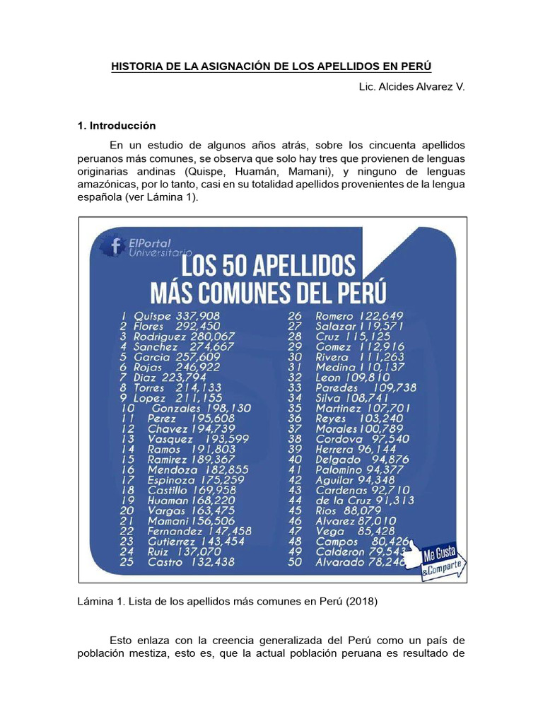 Origen y evolución de apellidos peruanos | PDF | Perú