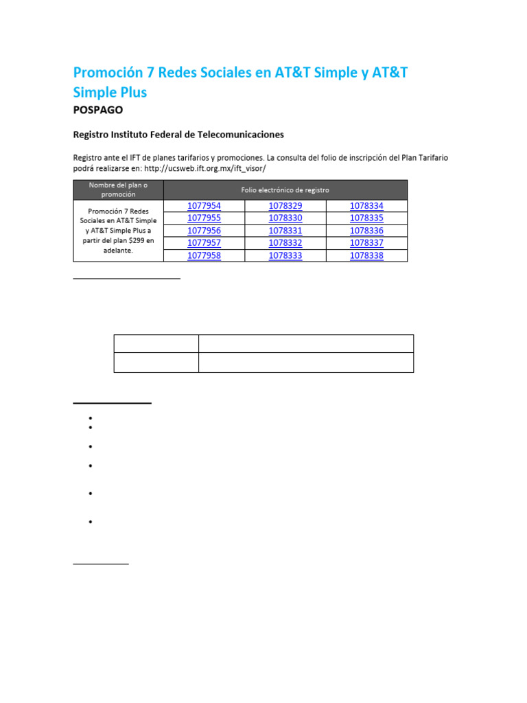 Promoción 7 Redes Sociales AT&T Simple Plus | PDF | Facebook | Servidor ...