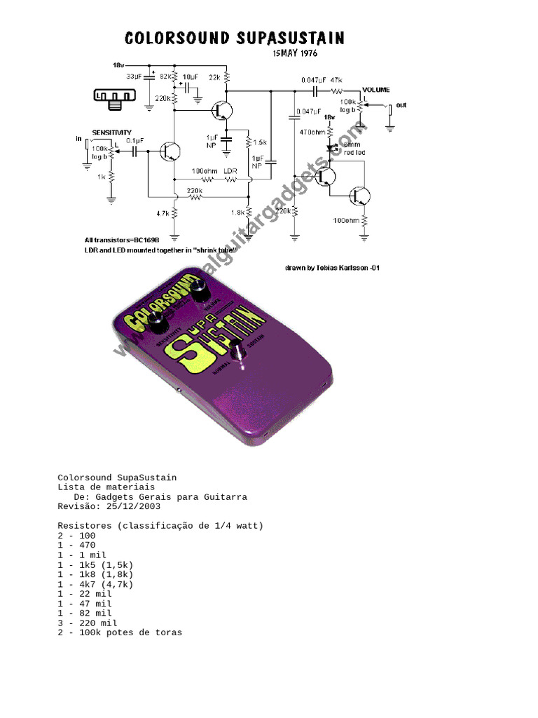 Materiais para Colorsound SupaSustain | PDF