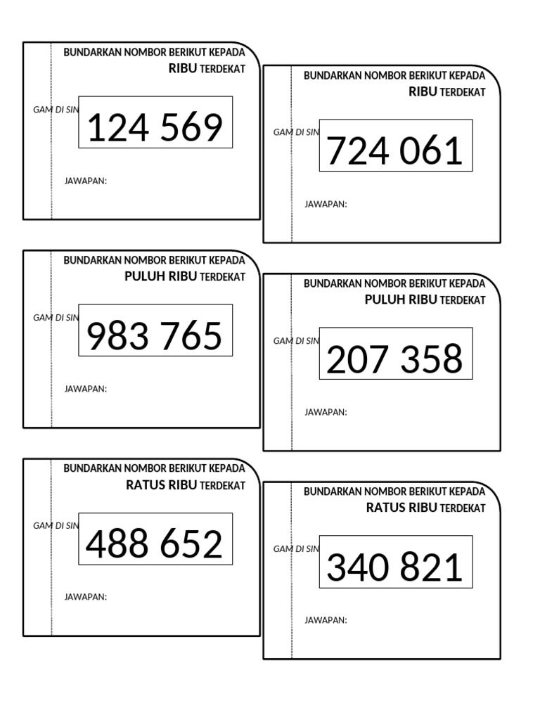 Bundar Nombor Tahun 5 | PDF
