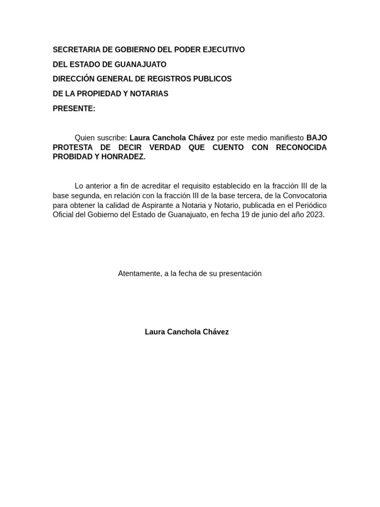 Documento Reconocida Probidad y Honradez | PDF