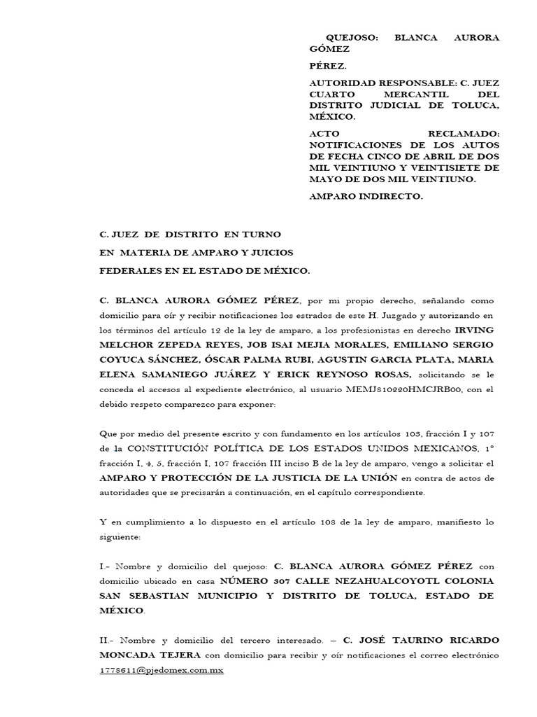 Amparo V G | PDF | Debido al proceso | Caso de ley