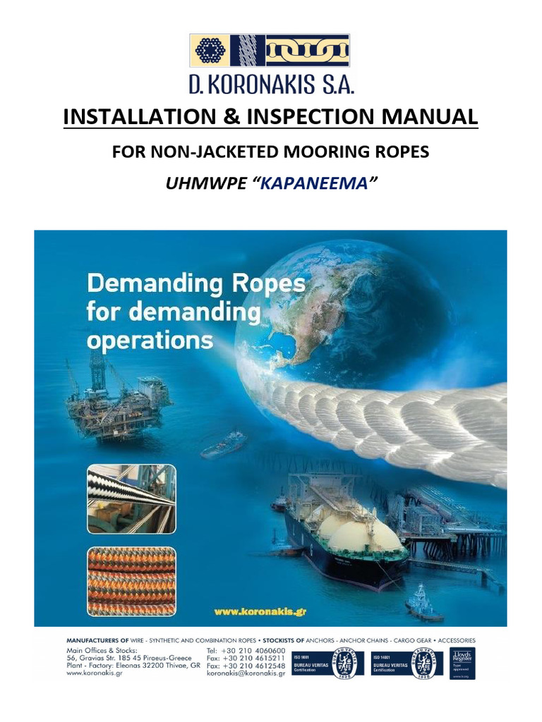 Uhmpe 12 Strand Non Jacketed Ropes Manual by D. Koronakis Sa | PDF ...