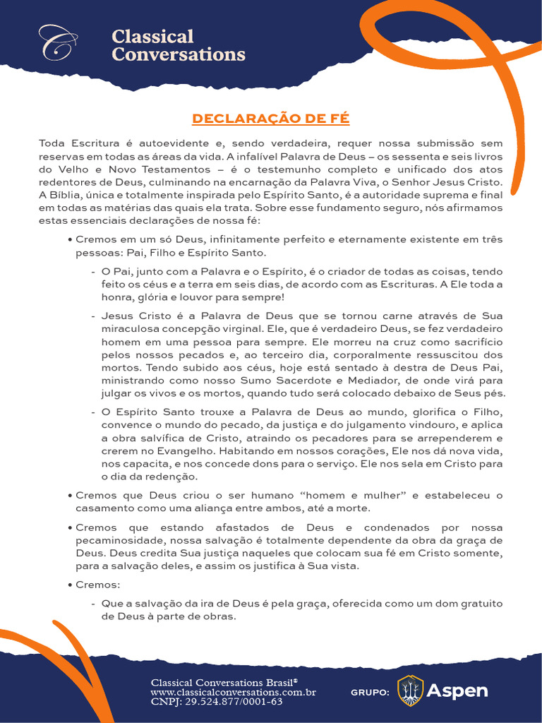 Declaração de Fé das Assembleias de Deus | PDF | Fé | Pecado