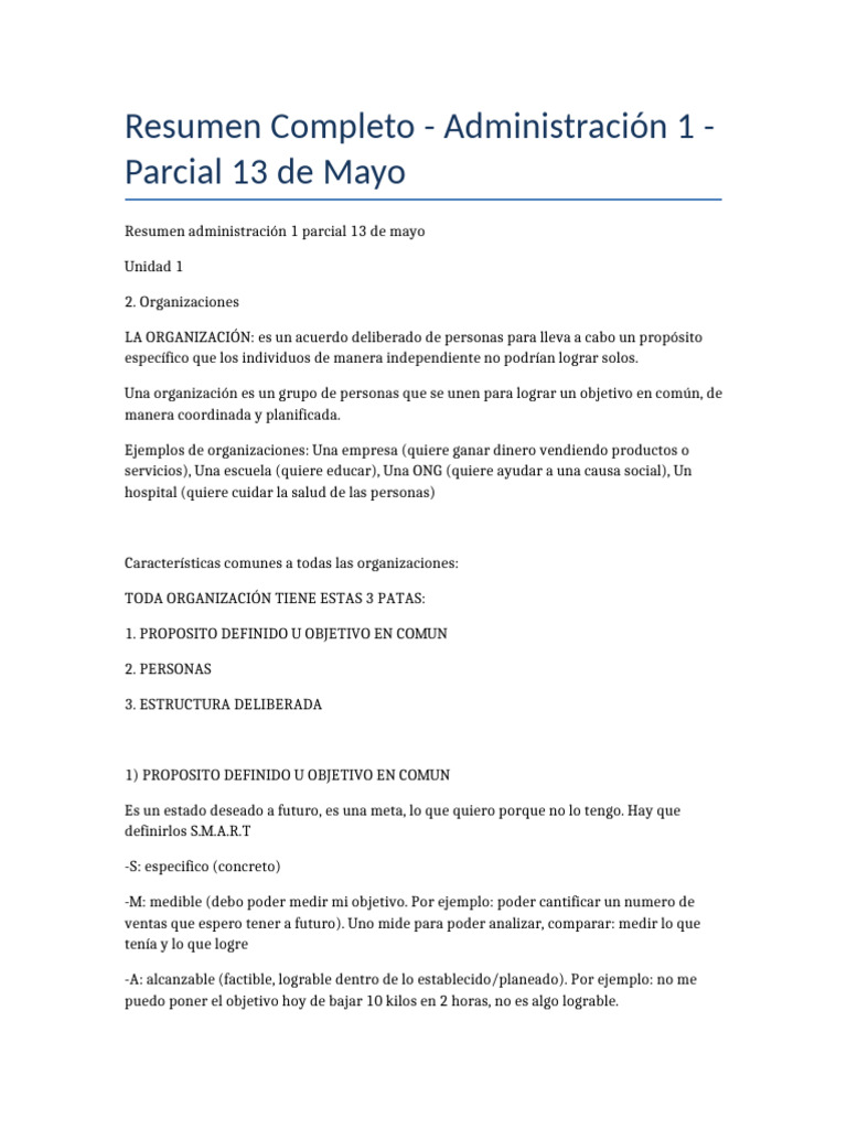 ResumenCompleto Admin1 Parcial13Mayo | PDF | Business | Análisis FODA