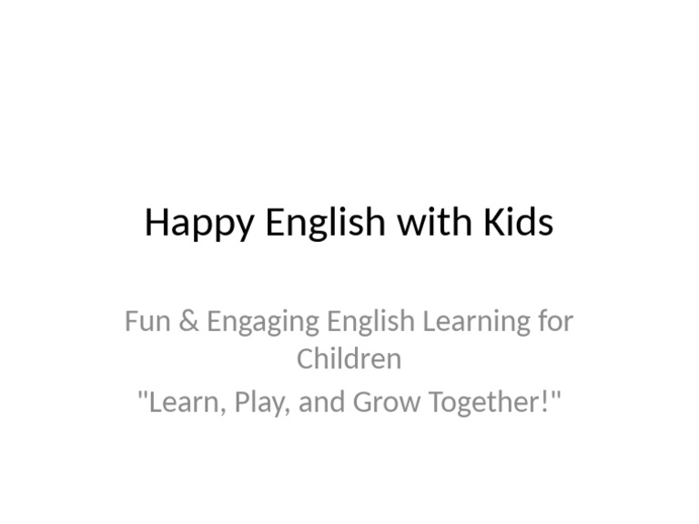 Happy English With Kidsss | PDF