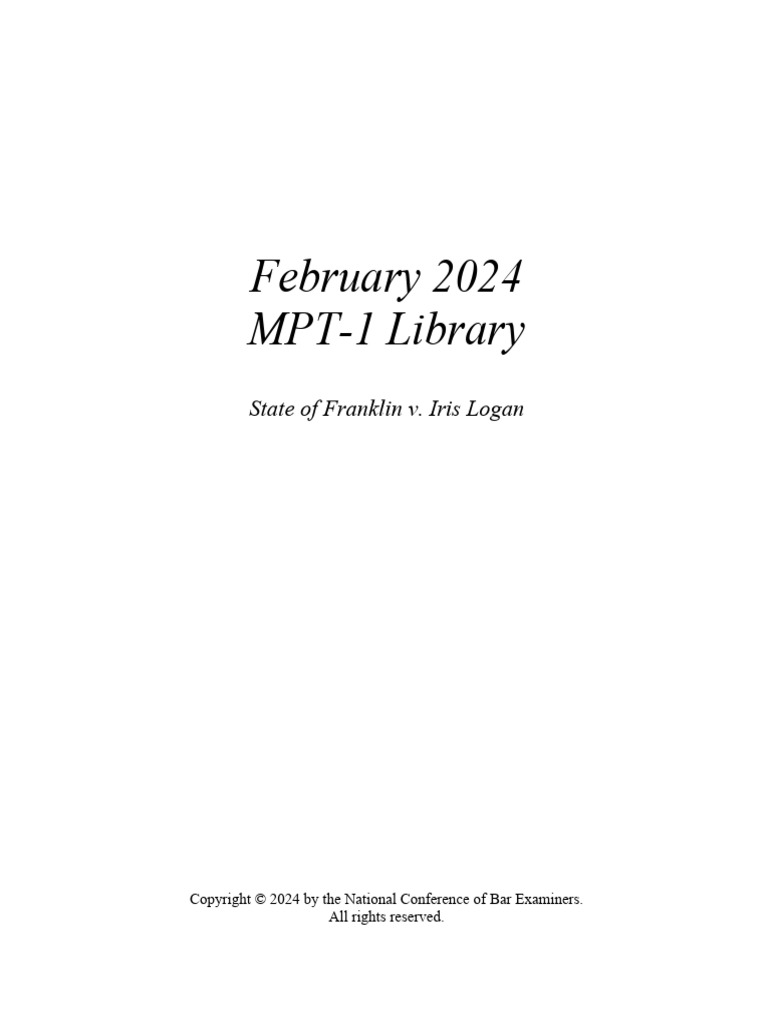 February 2024 MPT-1 Library | PDF | Robbery | Negligence