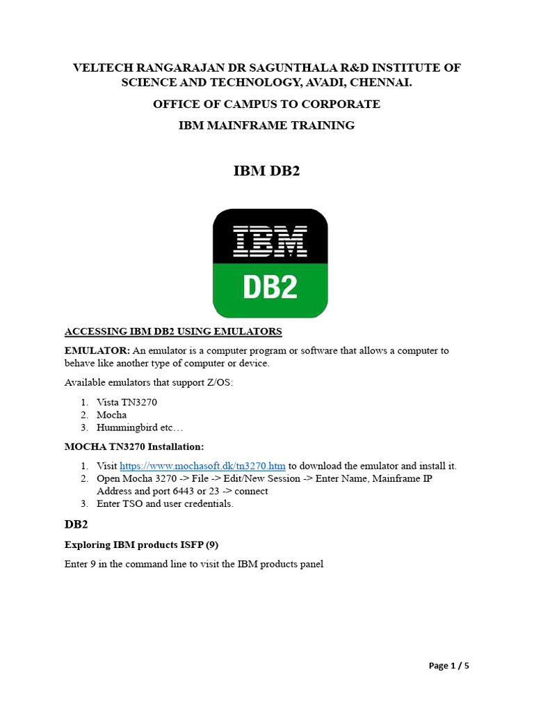 Accessing IBM DB2 with Emulators | PDF | Ibm Db2 | Sql