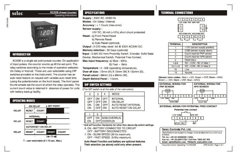 Select Xc22b 4 Digit Thumbwheel Counter | PDF