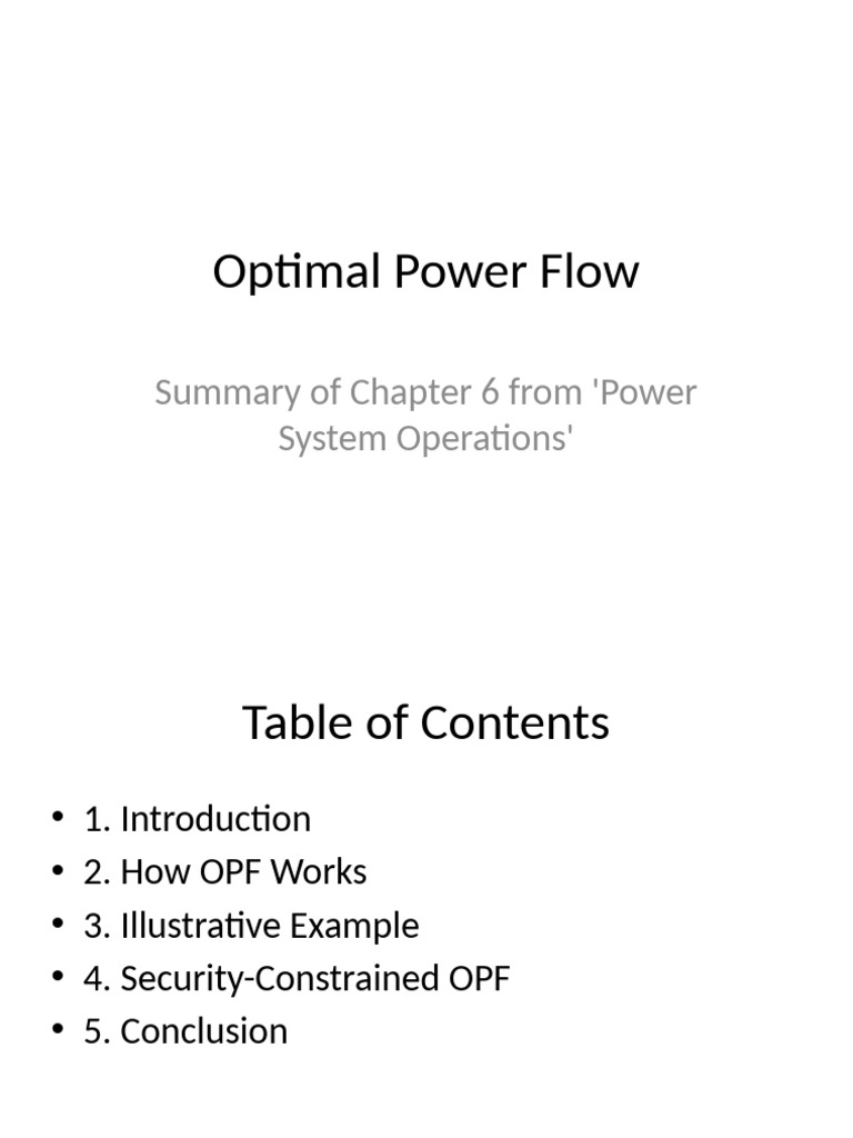 Understanding Optimal Power Flow Concepts | PDF