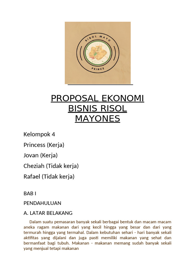 Usaha Risol Mayo: Proposal Bisnis Sukses | PDF