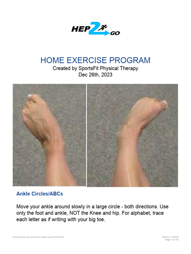 Home Exercise Program for Ankle Health | PDF | Foot | Limbs (Anatomy)