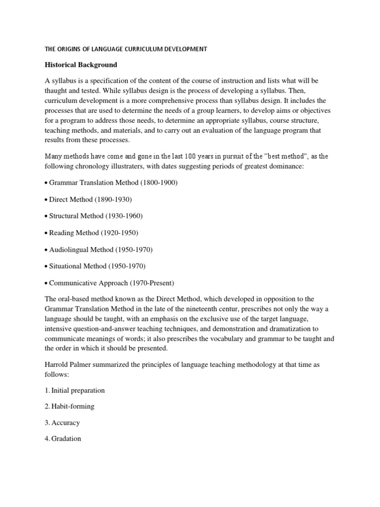 Origins of Language Curriculum Development | PDF | Vocabulary ...