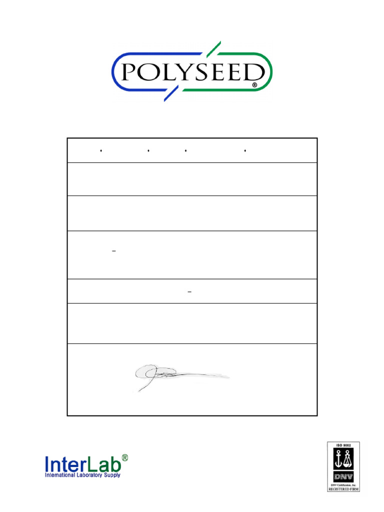 PolySeed® Certificate of Analysis | PDF