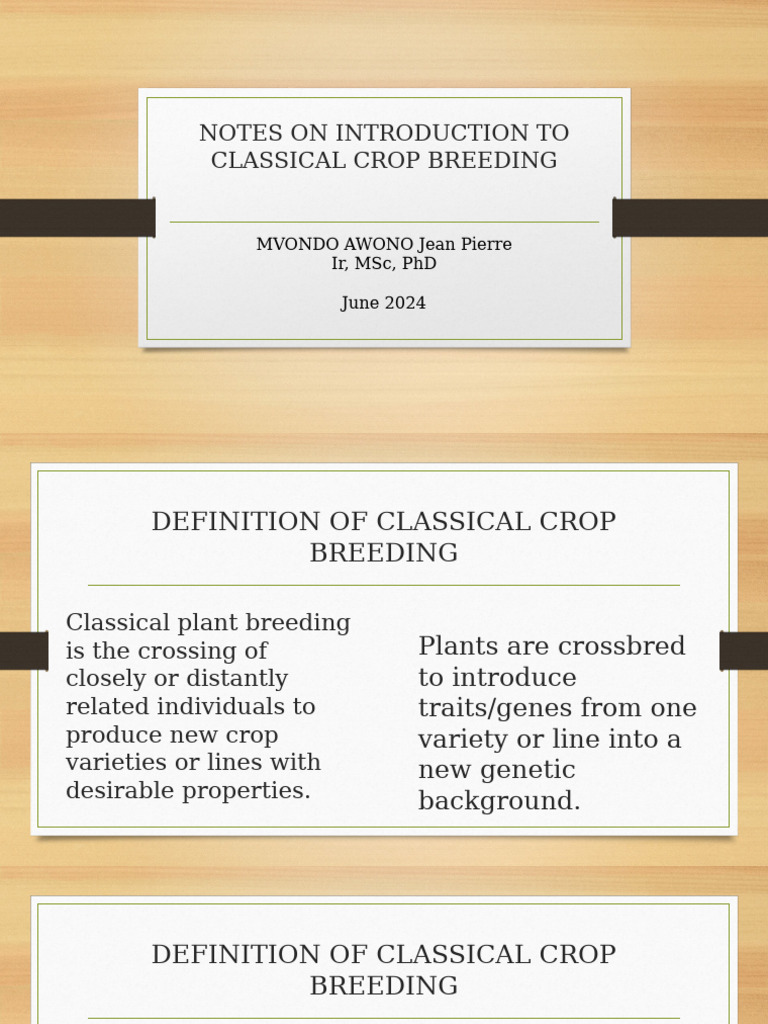 Introduction to Classical Crop Breeding | PDF | Plant Breeding | Cultivar