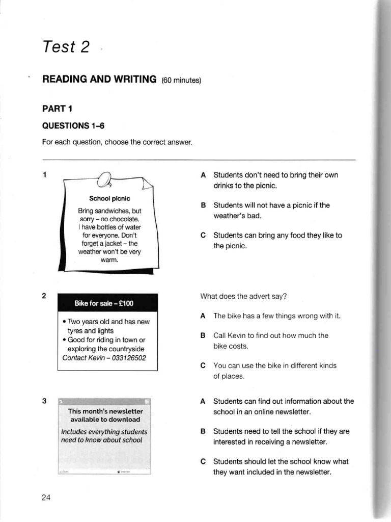 Test 2 - R&W - A2 Key 2 (FS) | PDF