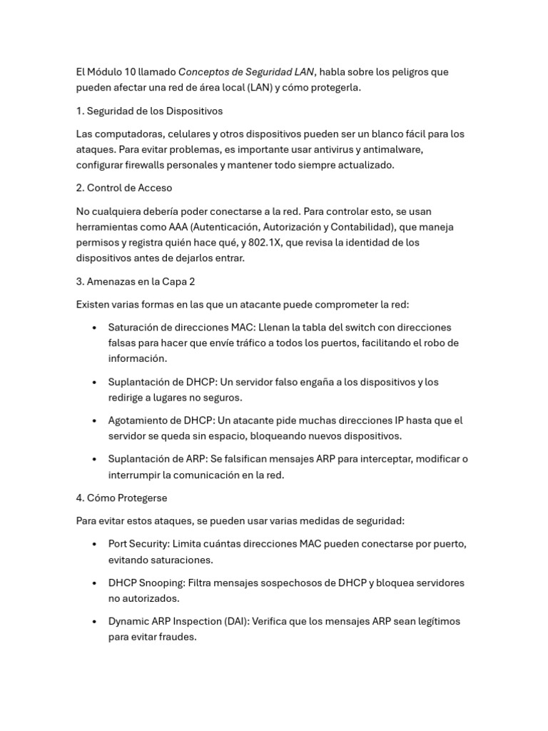 Seguridad en Redes LAN: Protección Esencial | PDF