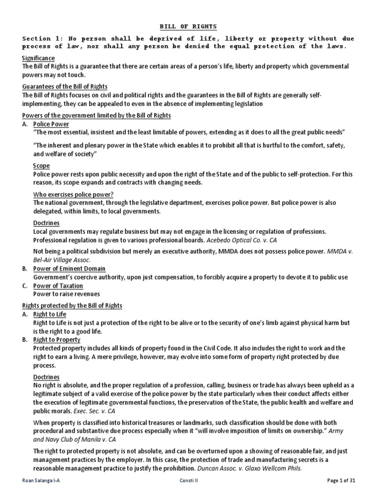 Overview of the Bill of Rights in the Philippines | PDF | Search And ...