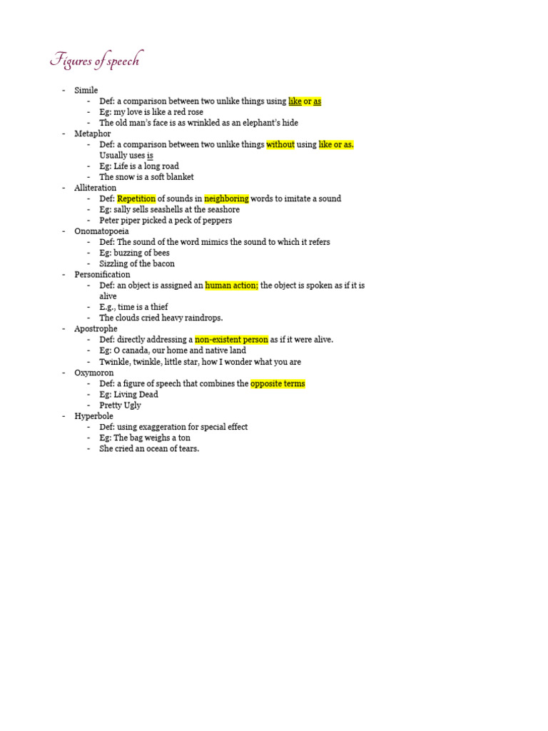 Figures of Speech Explained | PDF