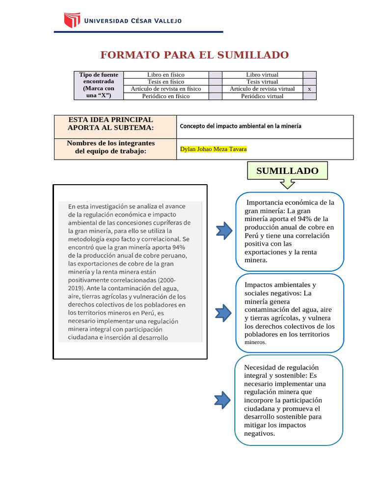 S03 Formato para Sumillado | PDF | Minería | Sustentabilidad