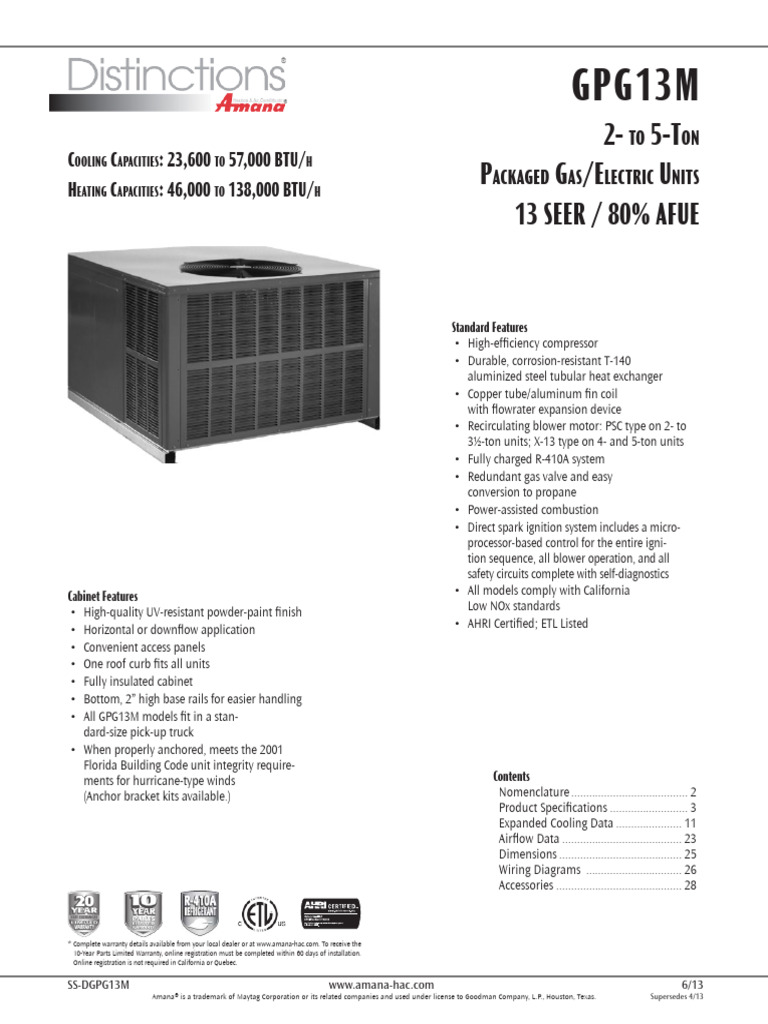 Goodman GPG13 Gas/Electric Units Guide | PDF | Fuse (Electrical ...