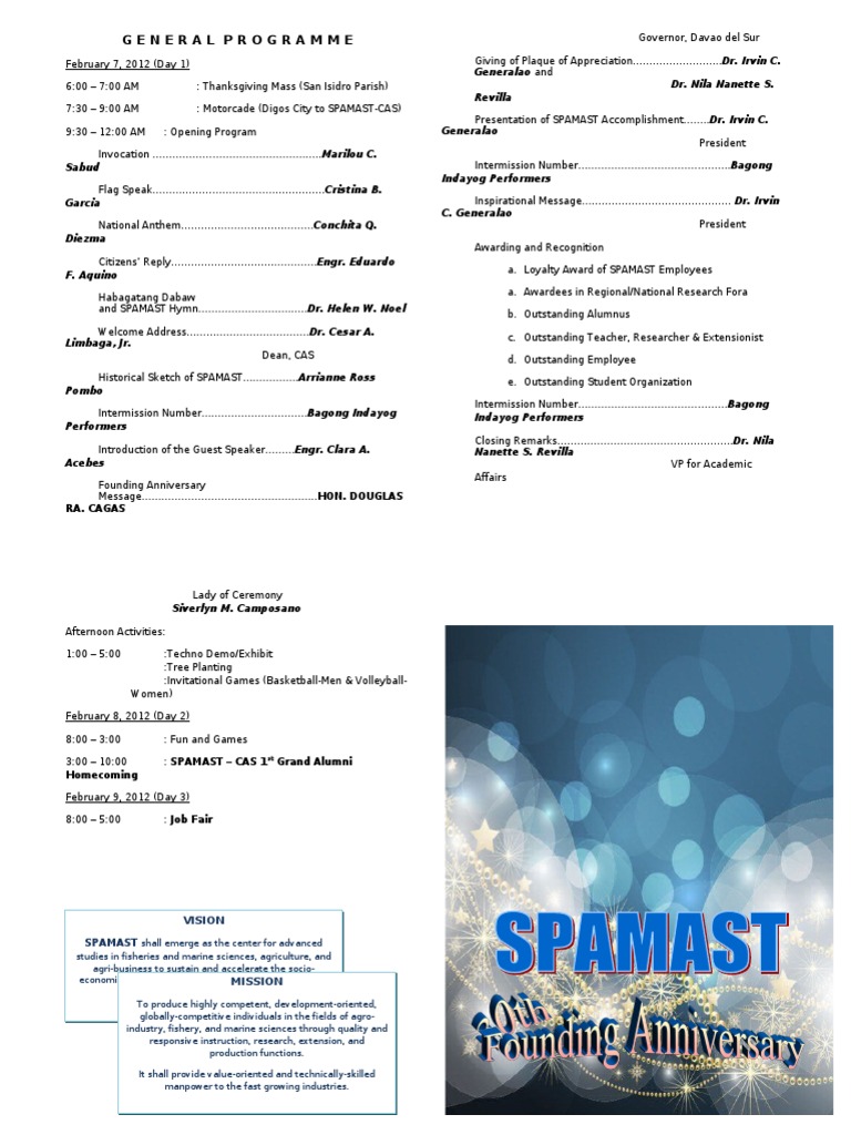 General Programme: Generalao and Dr. Nila Nanette S. Revilla | PDF ...