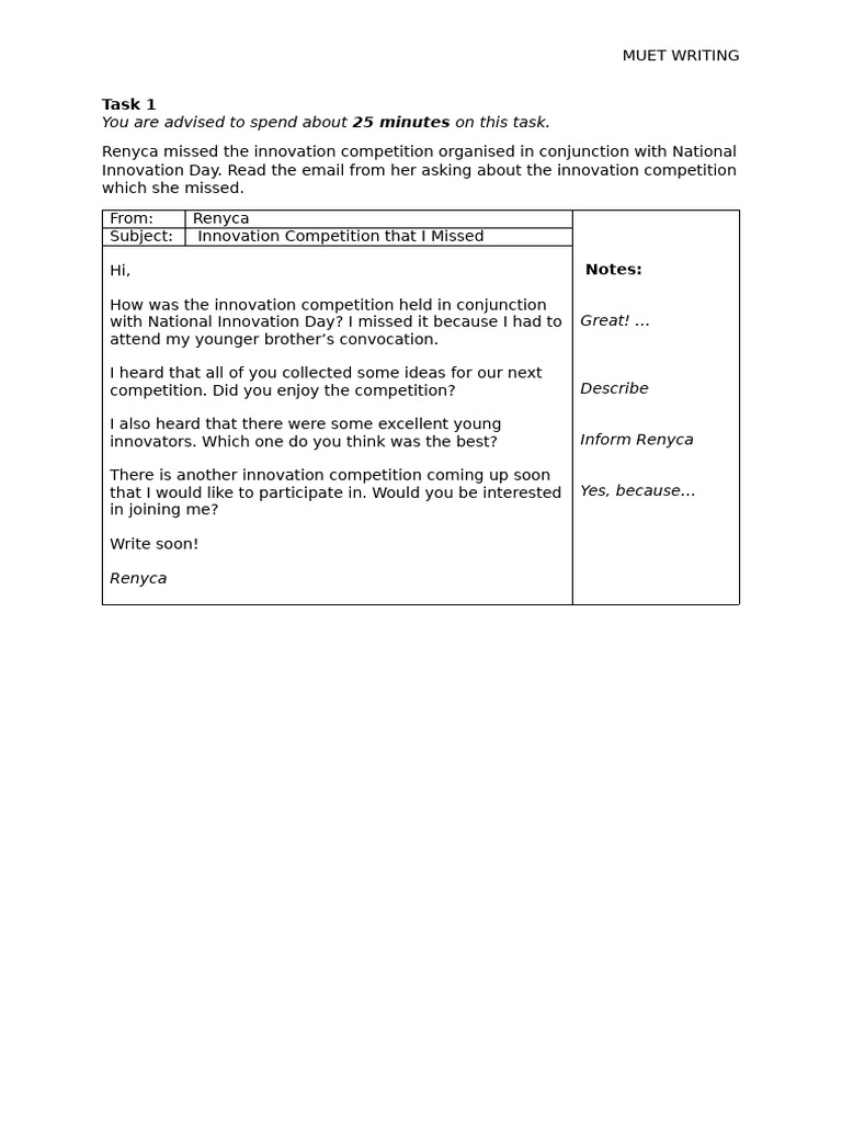 MUET Writing Task 1 Example | PDF