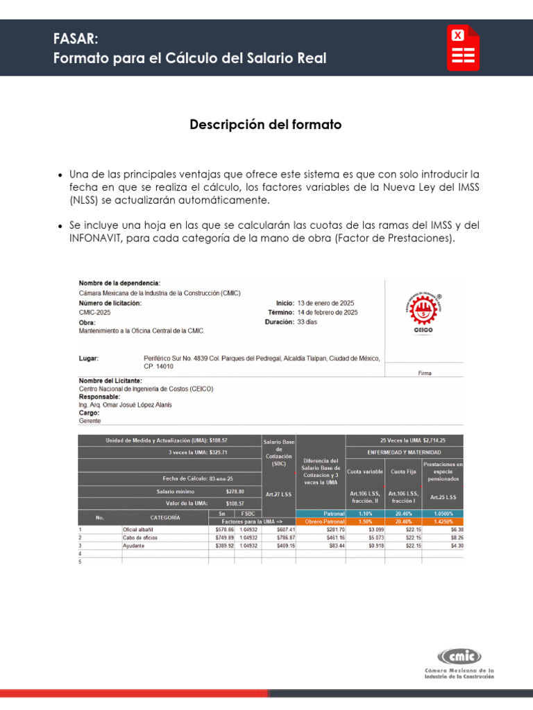 Cálculo de Cuotas IMSS e INFONAVIT | PDF
