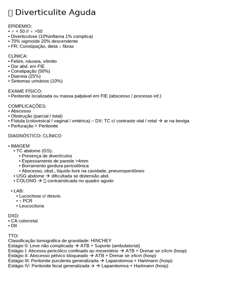 Resumo sobre Diverticulite Aguda | PDF