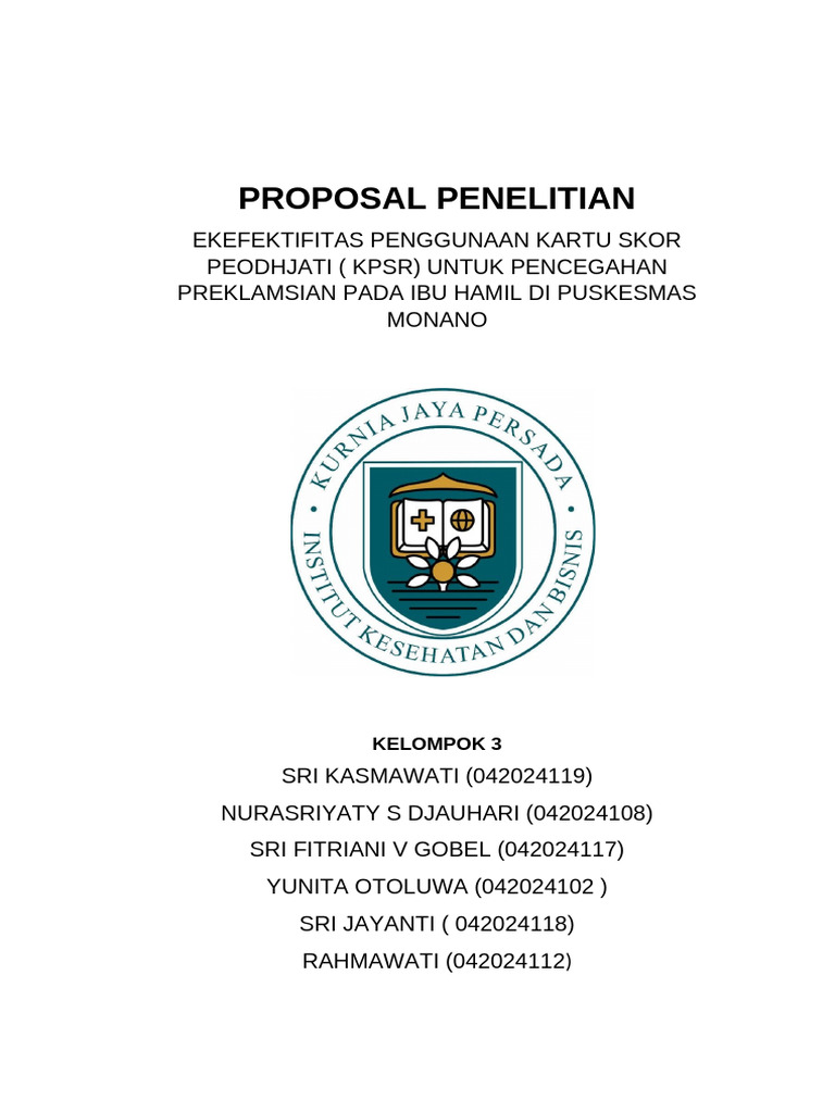 Tugas Kelompok 3 Contoh Proposal Penelitian | PDF