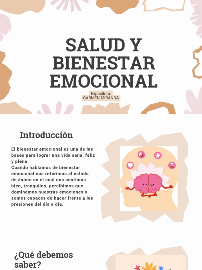 Presentación de Salud y Bienestar Emocional | PDF | Las emociones | Dormir
