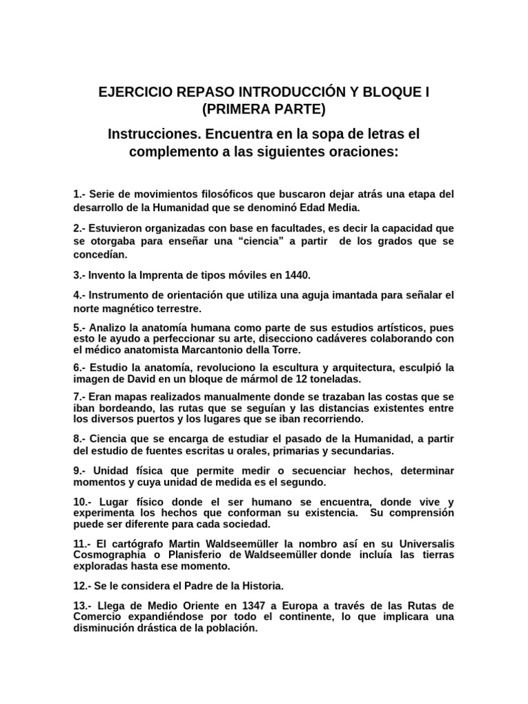 Ejercicio Repaso Introducción y Bloque I | PDF