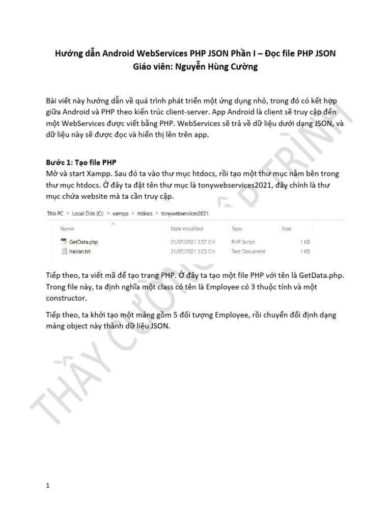 Huong Dan Android WebServices PHP JSON Phan I - Doc File PHP JSON | PDF