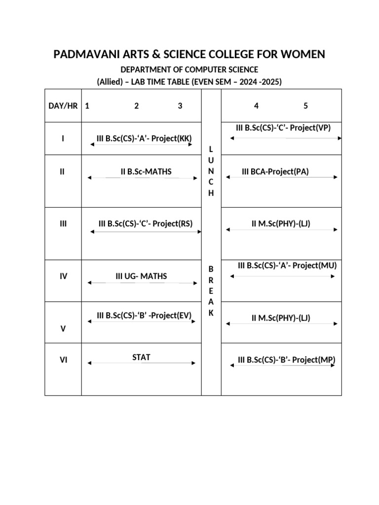 2024-2025 Computer Science Lab Timetable | PDF