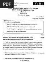 Plus Two Model Exam 2025 English Question Paper | PDF