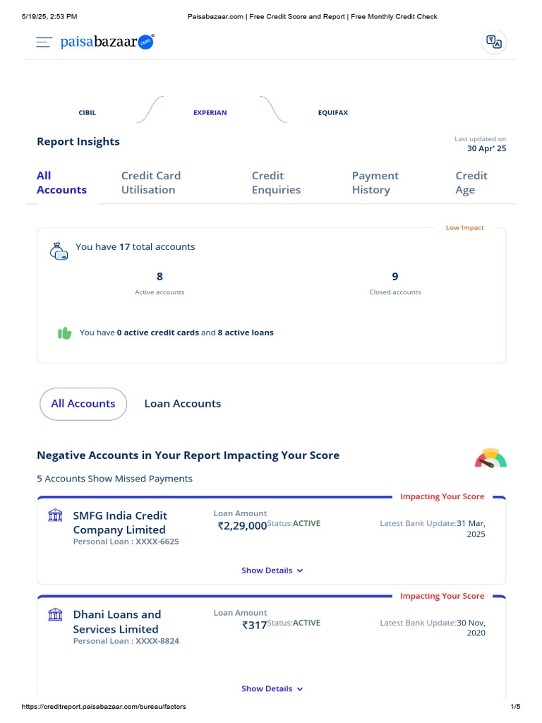 Gajesh Experian Cibil April | PDF | Credit | Finance & Money Management