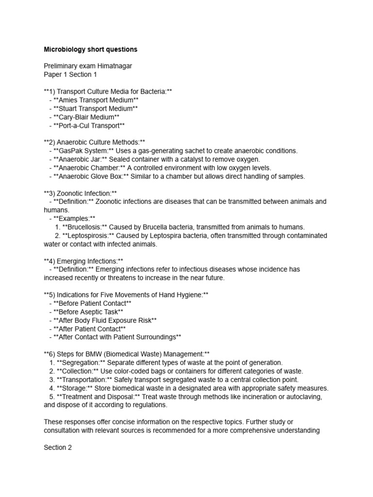 Microbiology Exam Questions Overview | PDF | Immune System | Infection