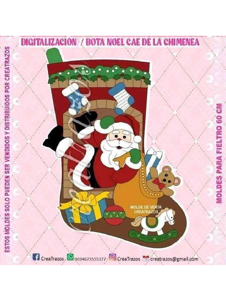Bota Santa Cae Por Chimenea Crea Trazos Navidad 2025 | PDF
