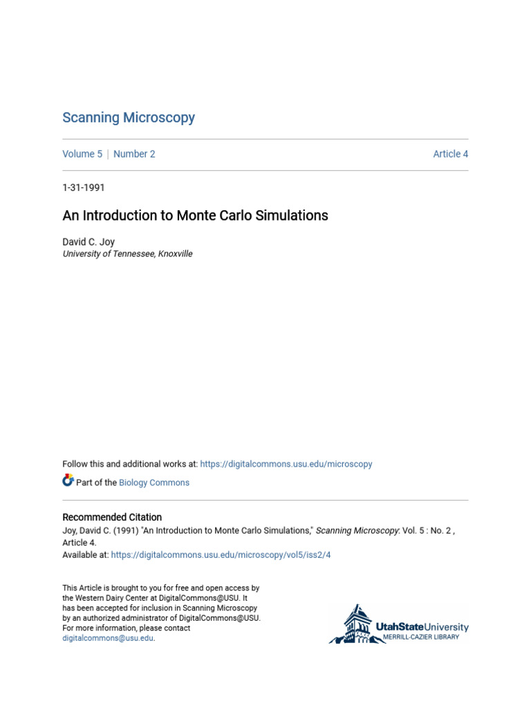 Monte Carlo Simulations in Microscopy | PDF | Scattering | Cross ...